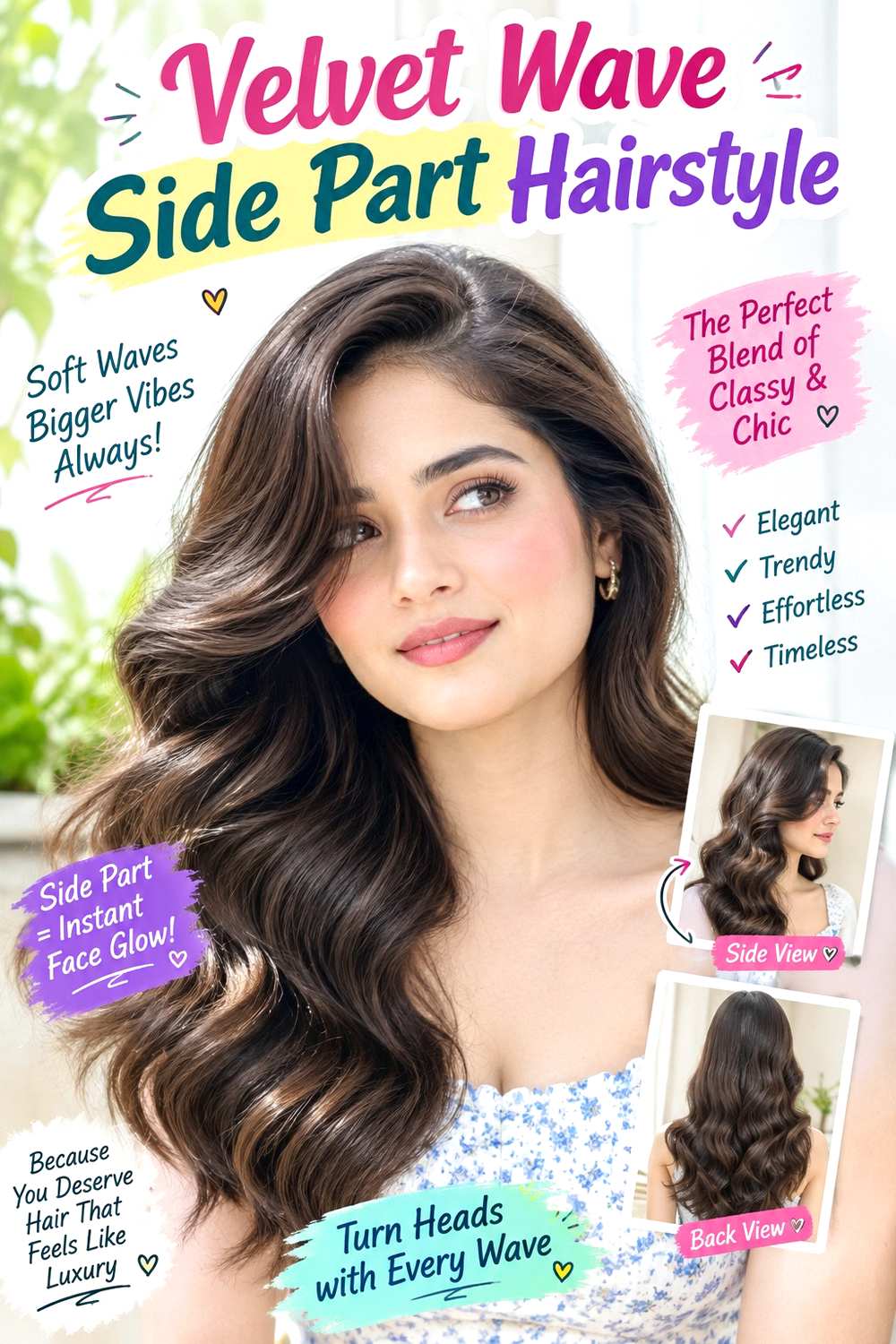 Velvet Wave Side Part Hairstyle