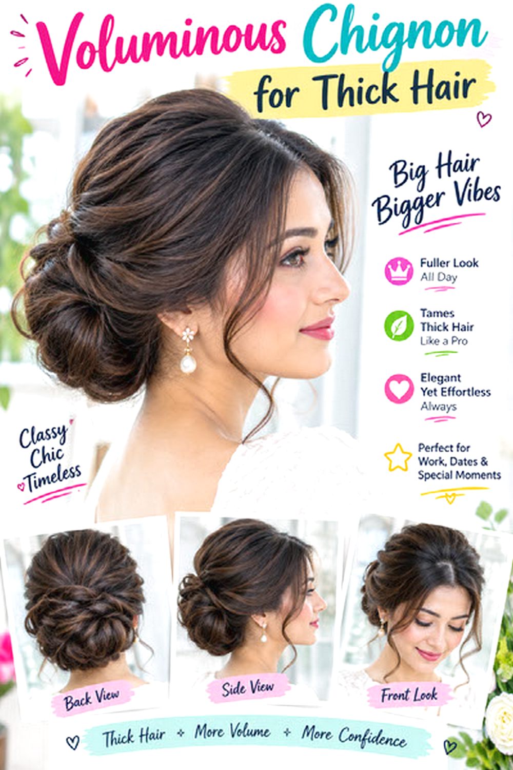 Voluminous Chignon for Thick Hair hairstyle