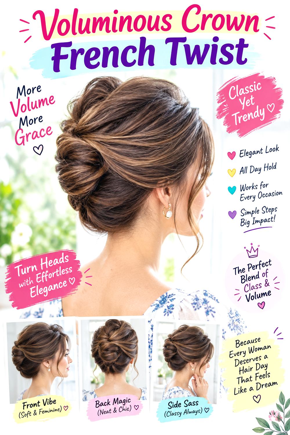 Voluminous Crown French Twist