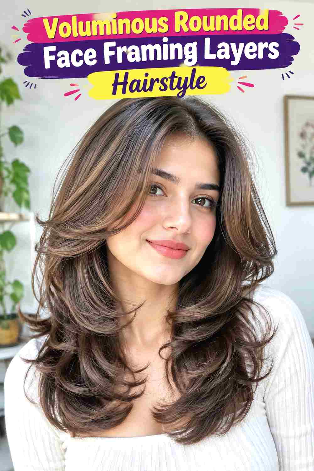 Voluminous Rounded Face Framing Layers Hairstyle