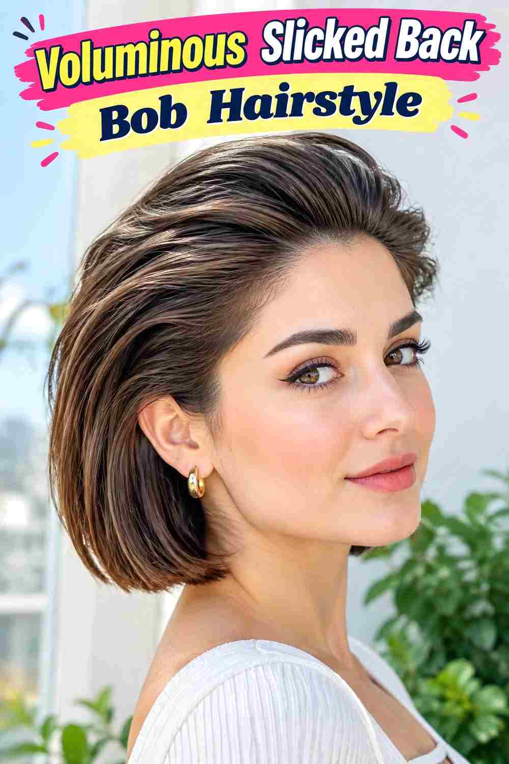 Voluminous Slicked Back Bob Hairstyle