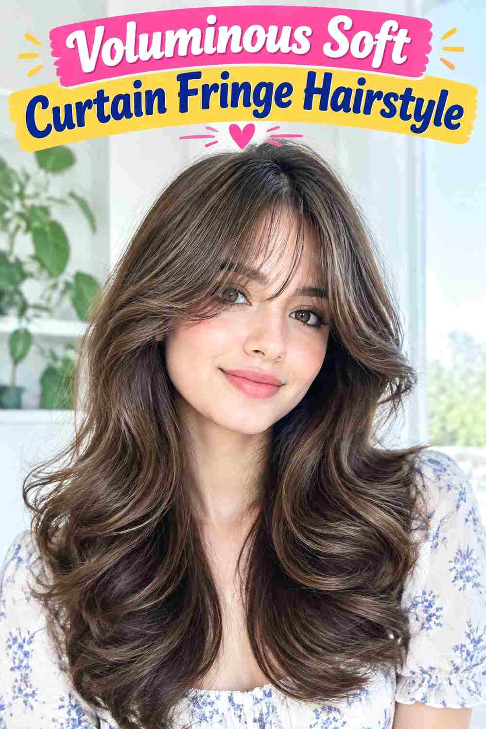Voluminous Soft Curtain Fringe Hairstyle