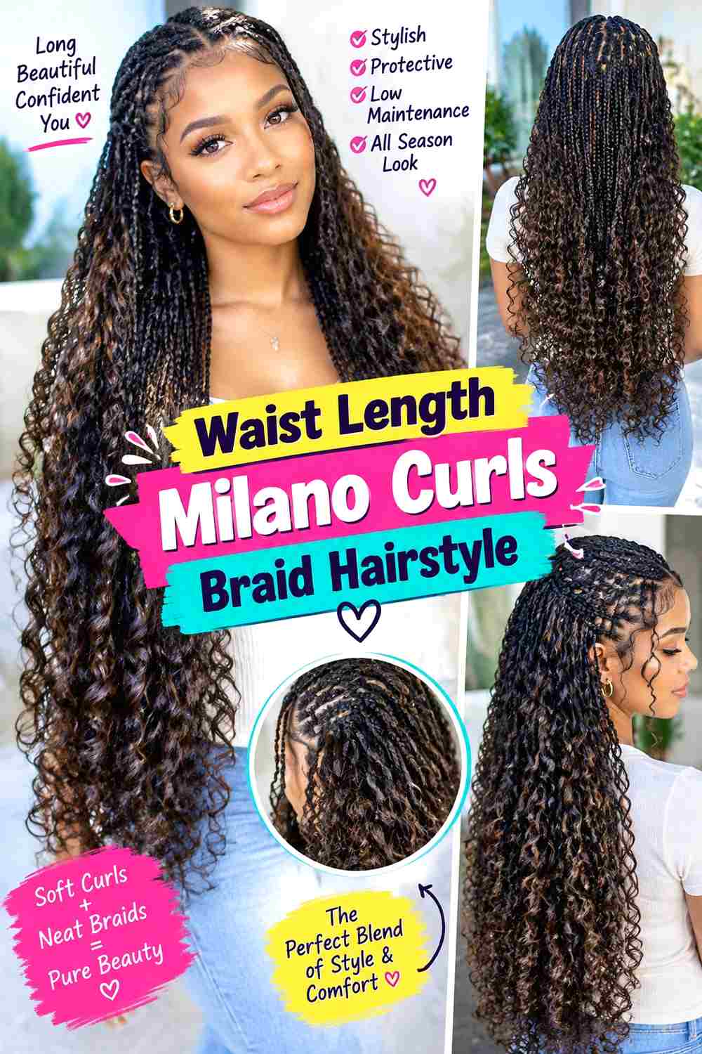 Waist Length Milano Curls Braid Hairstyle