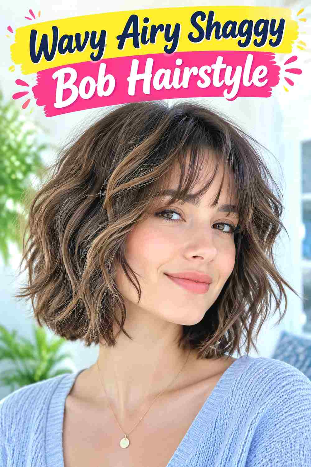 Wavy Airy Shaggy Bob Hairstyle