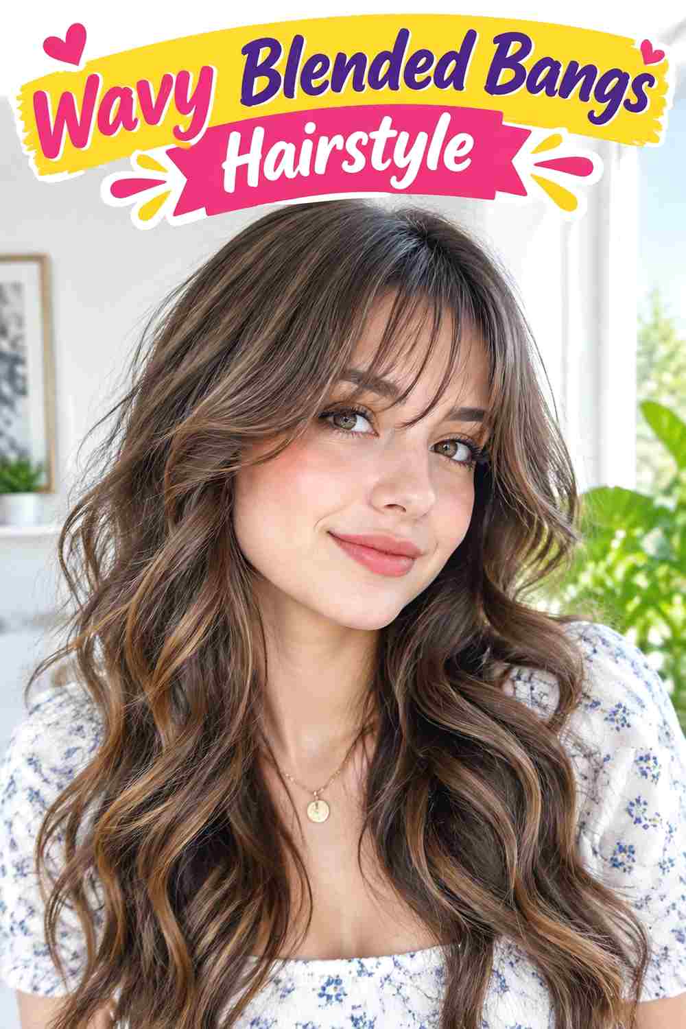 Wavy Blended Bangs Hairstyle