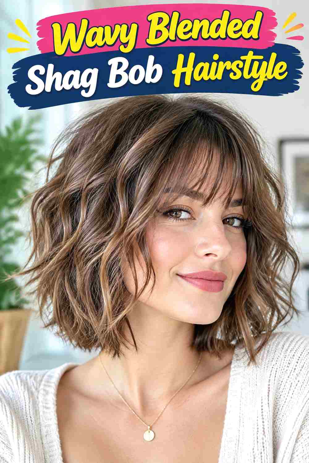 Wavy Blended Shag Bob Hairstyle