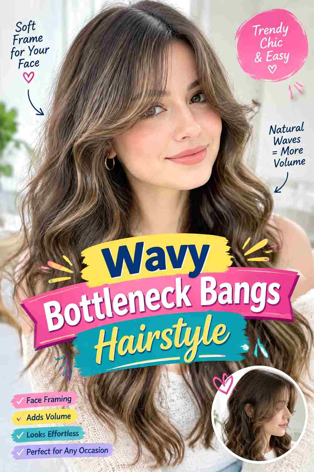 Wavy Bottleneck Bangs Hairstyle