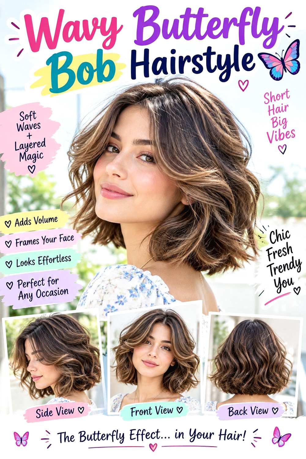 Wavy Butterfly Bob Hairstyle
