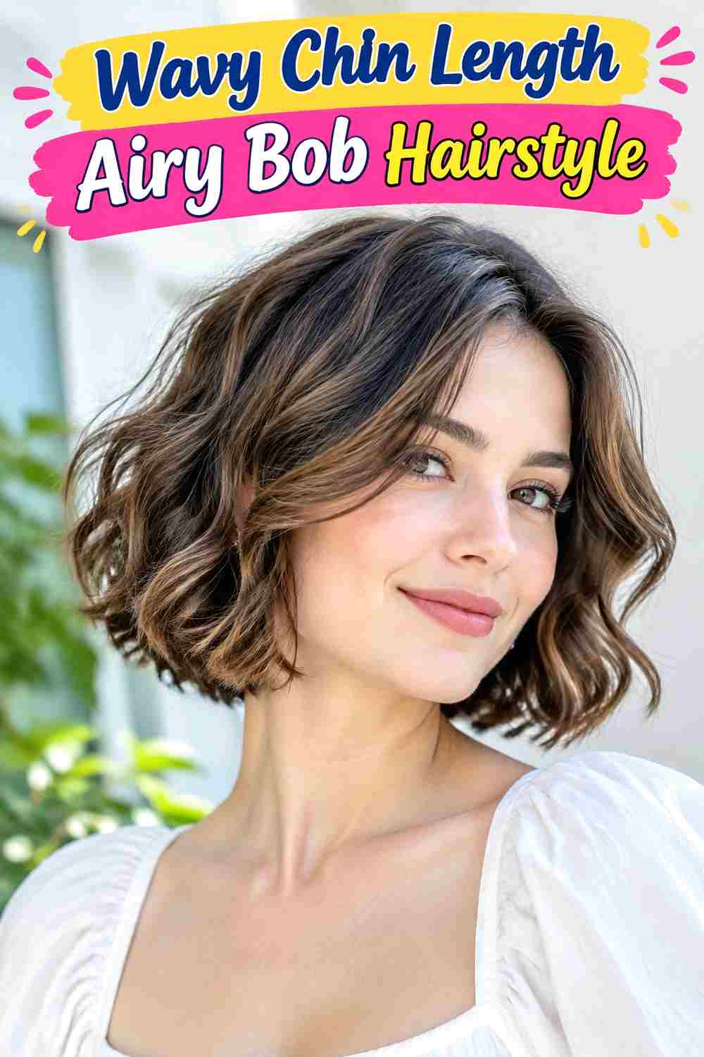 Wavy Chin Length Airy Bob Hairstyle