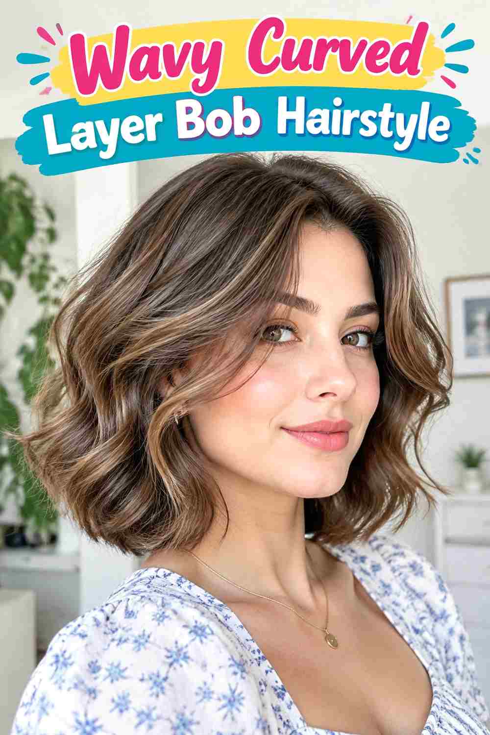 Wavy Curved Layer Bob Hairstyle