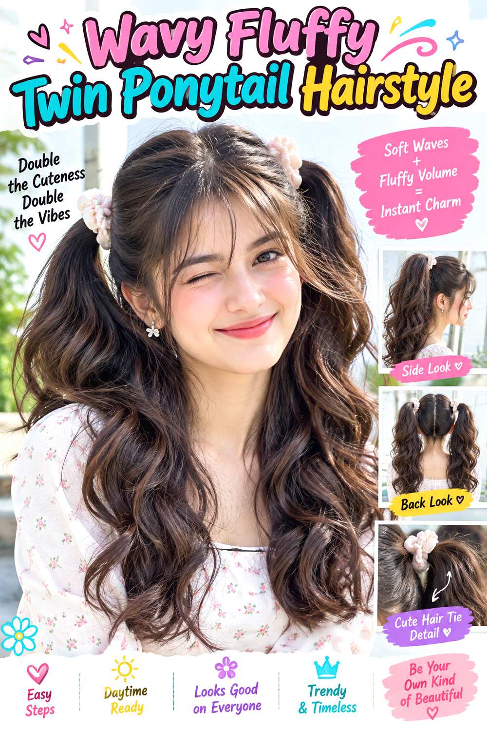 Wavy Fluffy Twin Ponytail Hairstyle