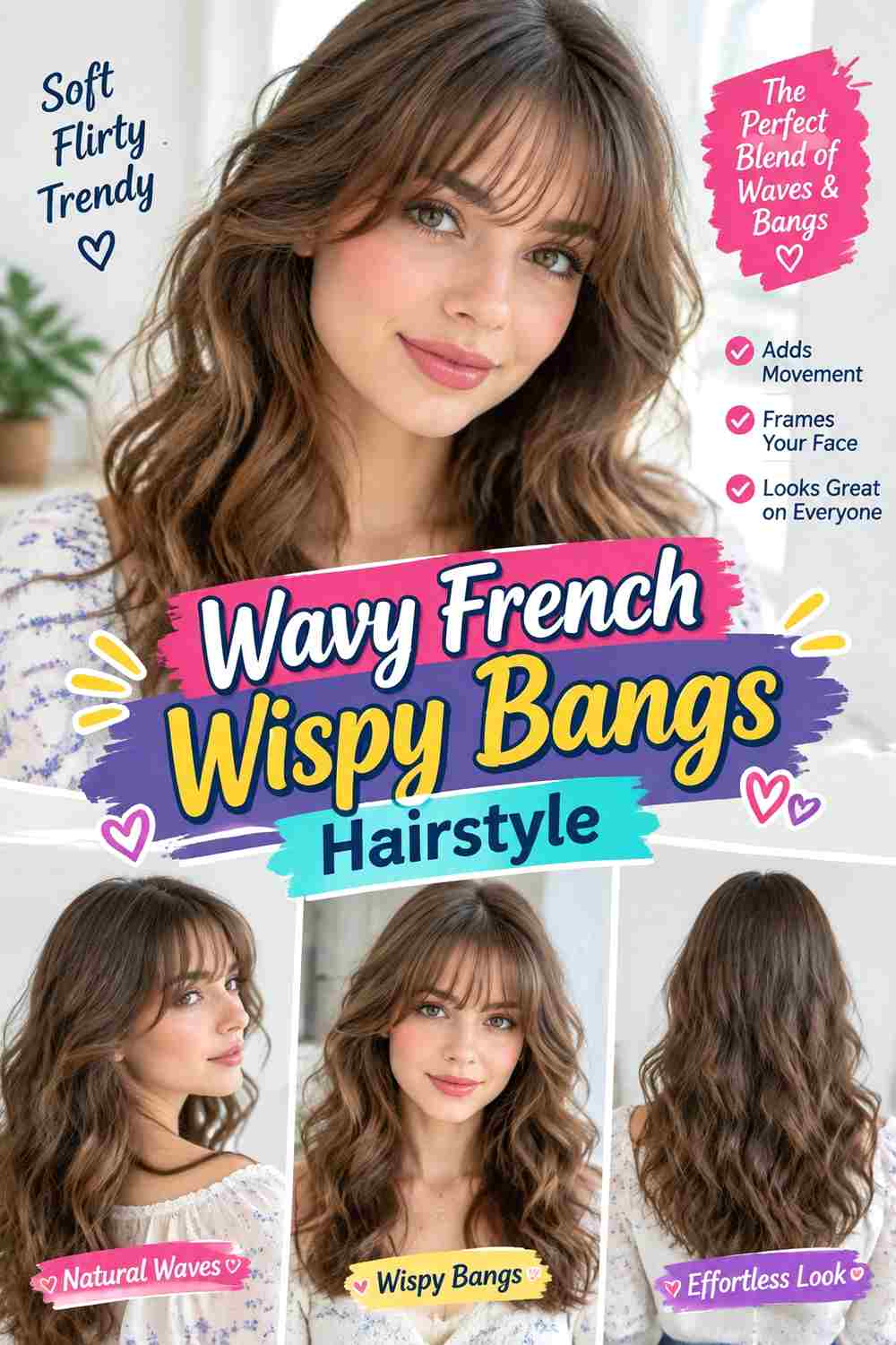 Wavy French Wispy Bangs Hairstyle