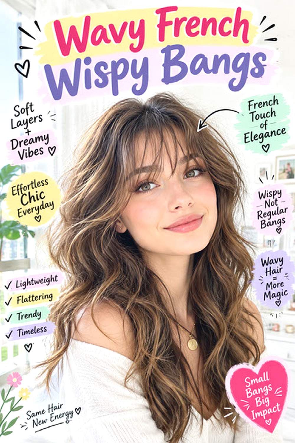 Wavy French Wispy Bangs