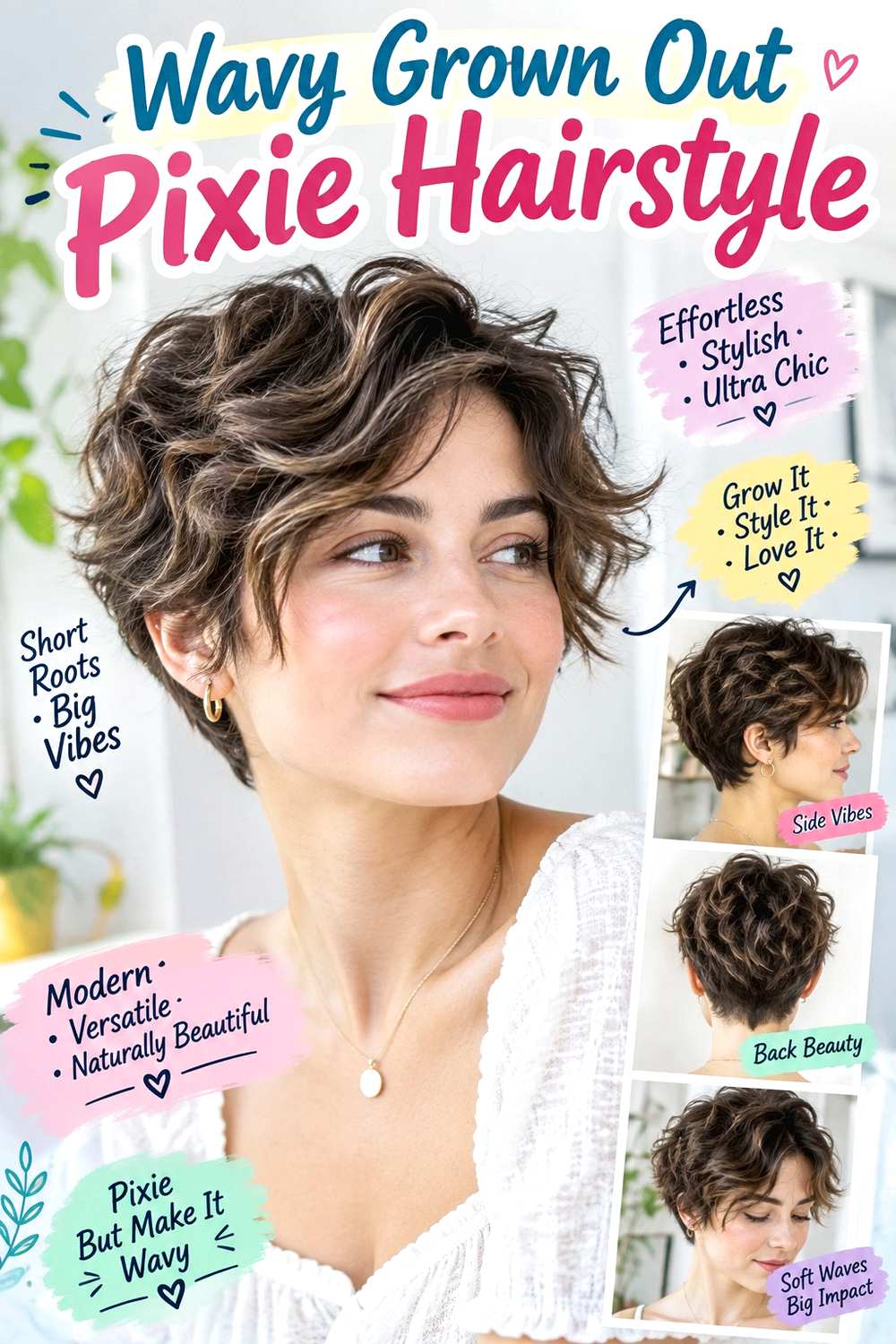 Wavy Grown Out Pixie Hairstyle
