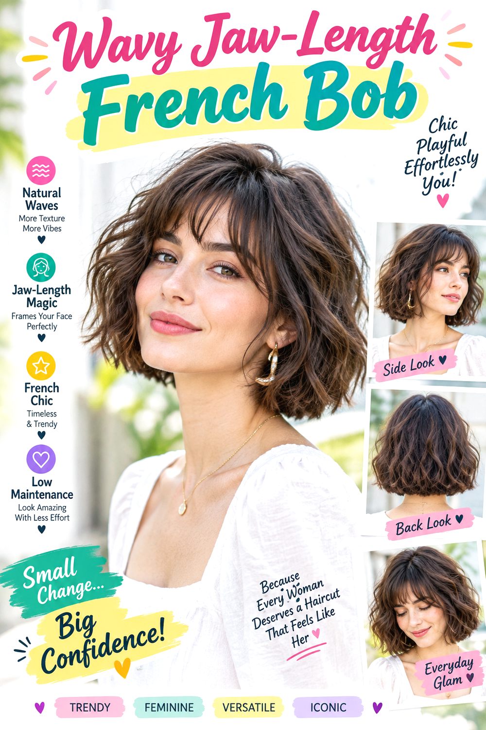 Wavy Jaw-Length French Bob Hairstyle