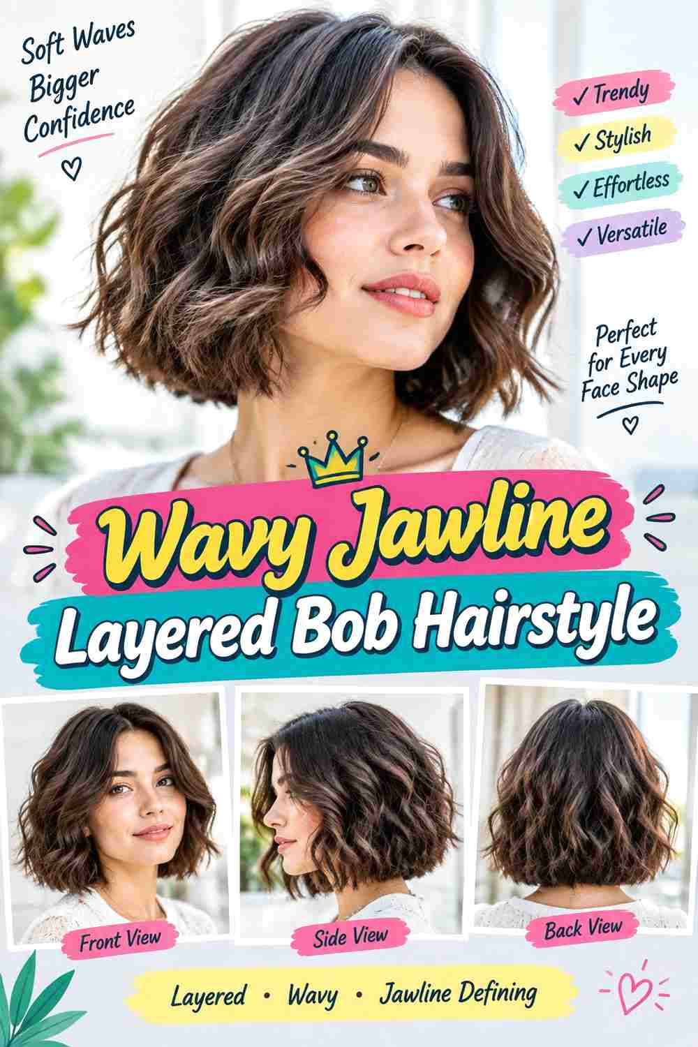 Wavy Jawline Layered Bob Hairstyle