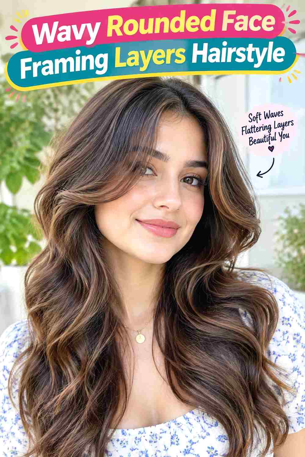 Wavy Rounded Face Framing Layers Hairstyle