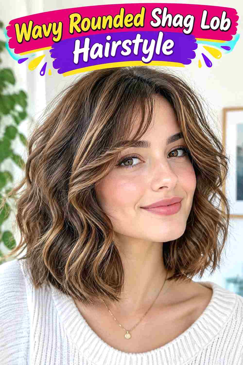 Wavy Rounded Shag Lob Hairstyle