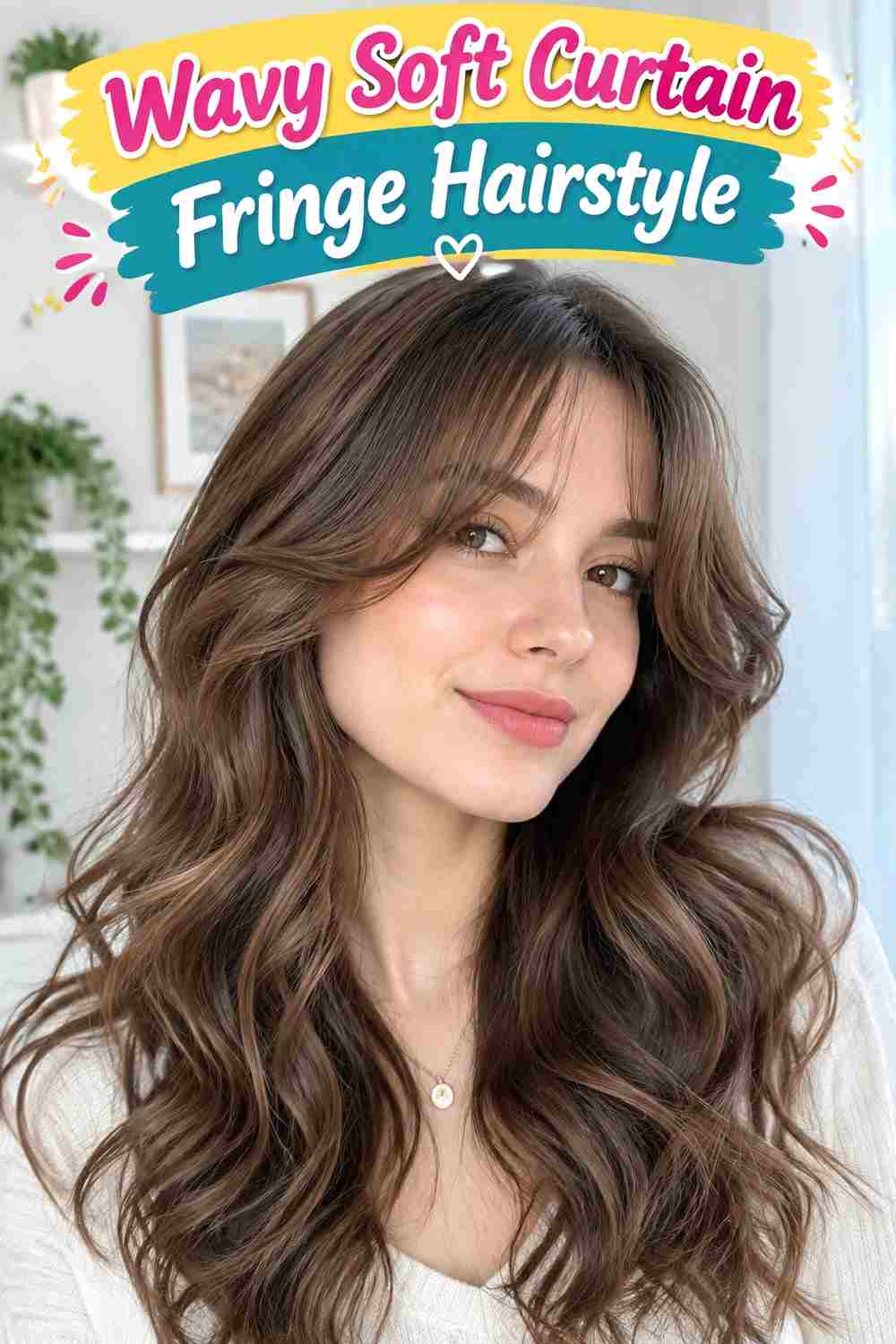 Wavy Soft Curtain Fringe Hairstyle