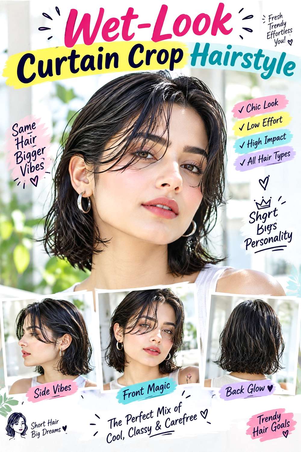 Wet-Look Curtain Crop Hairstyle