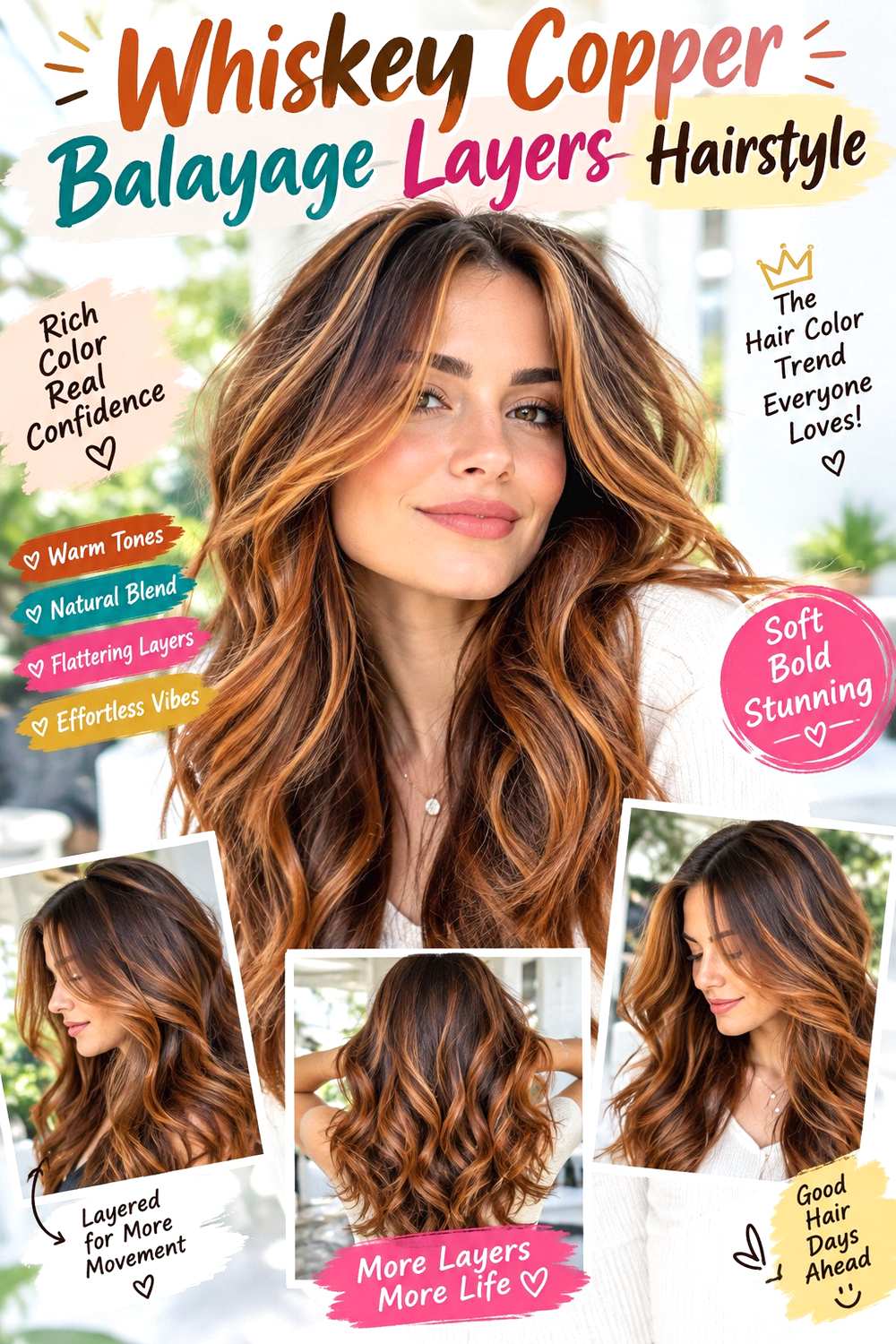 Whiskey Copper Balayage Layers Hairstyle