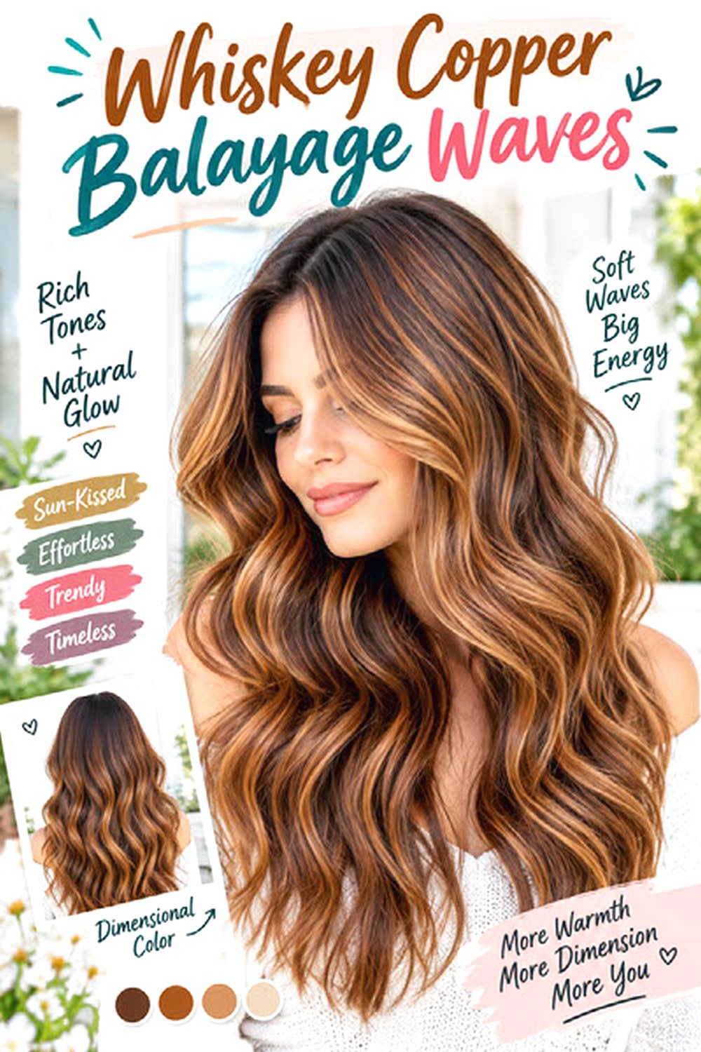 Whiskey Copper Balayage Waves