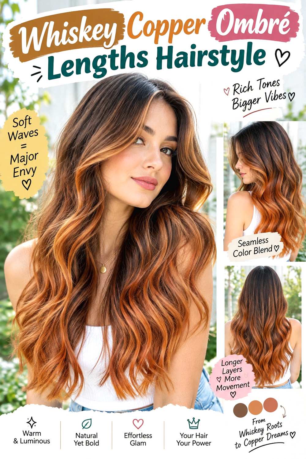 Whiskey Copper Ombré Lengths Hairstyle