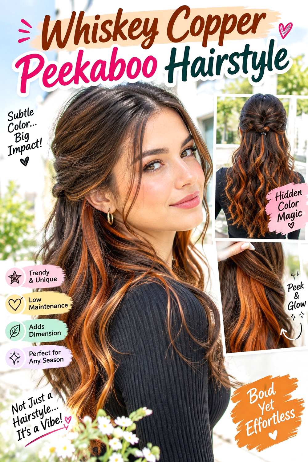 Whiskey Copper Peekaboo Hairstyle