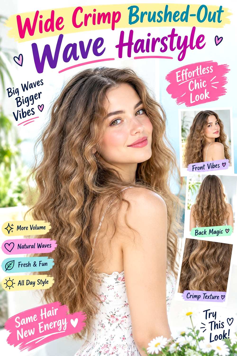 Wide Crimp Brushed-Out Wave Hairstyle
