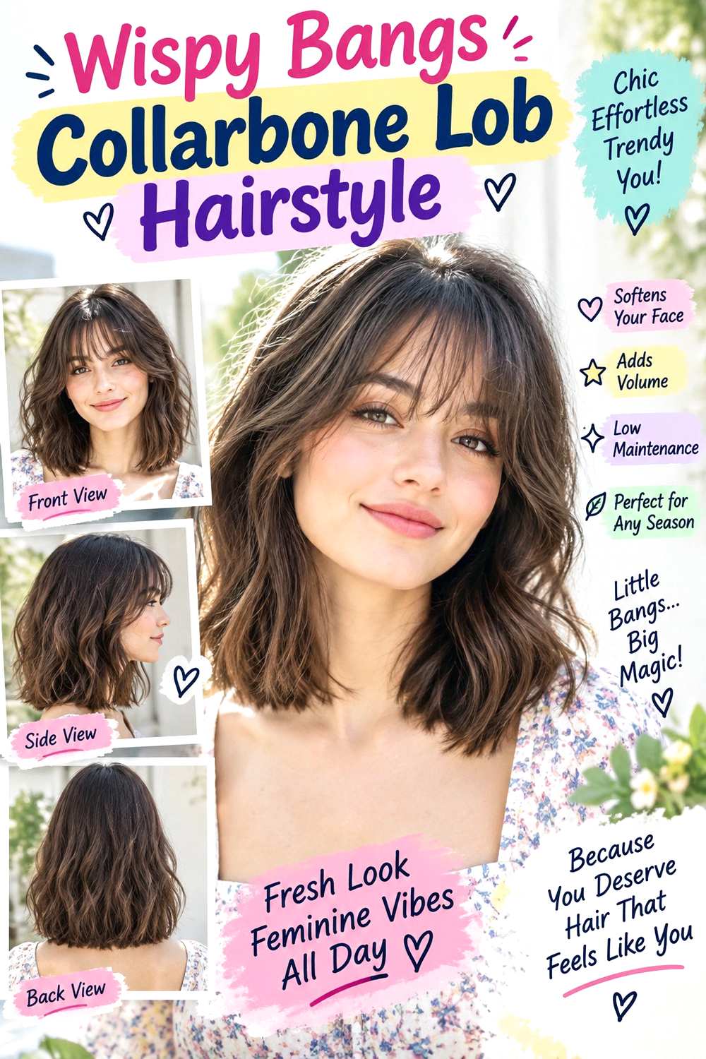 Wispy Bangs Collarbone Lob Hairstyle