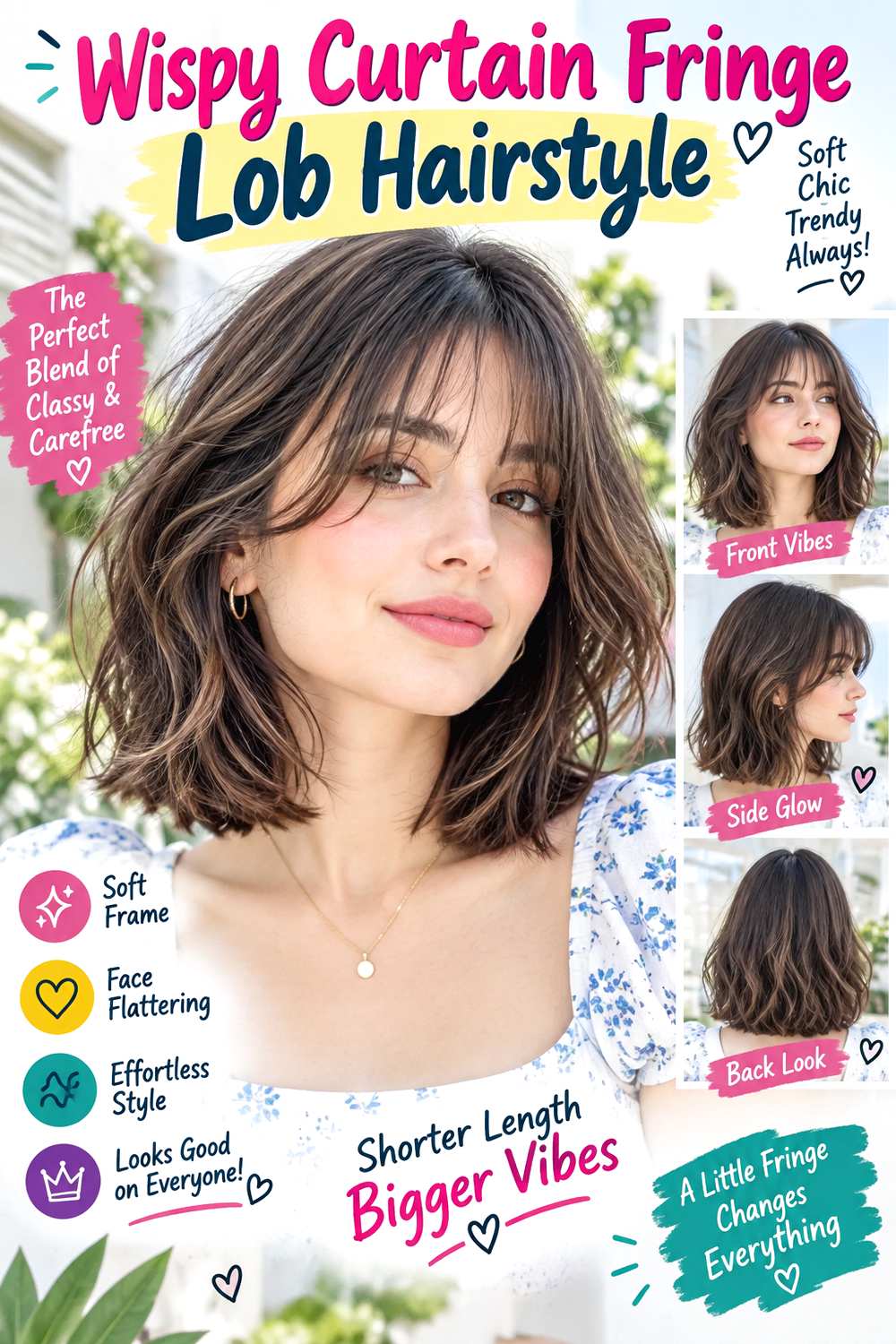 Wispy Curtain Fringe Lob Hairstyle