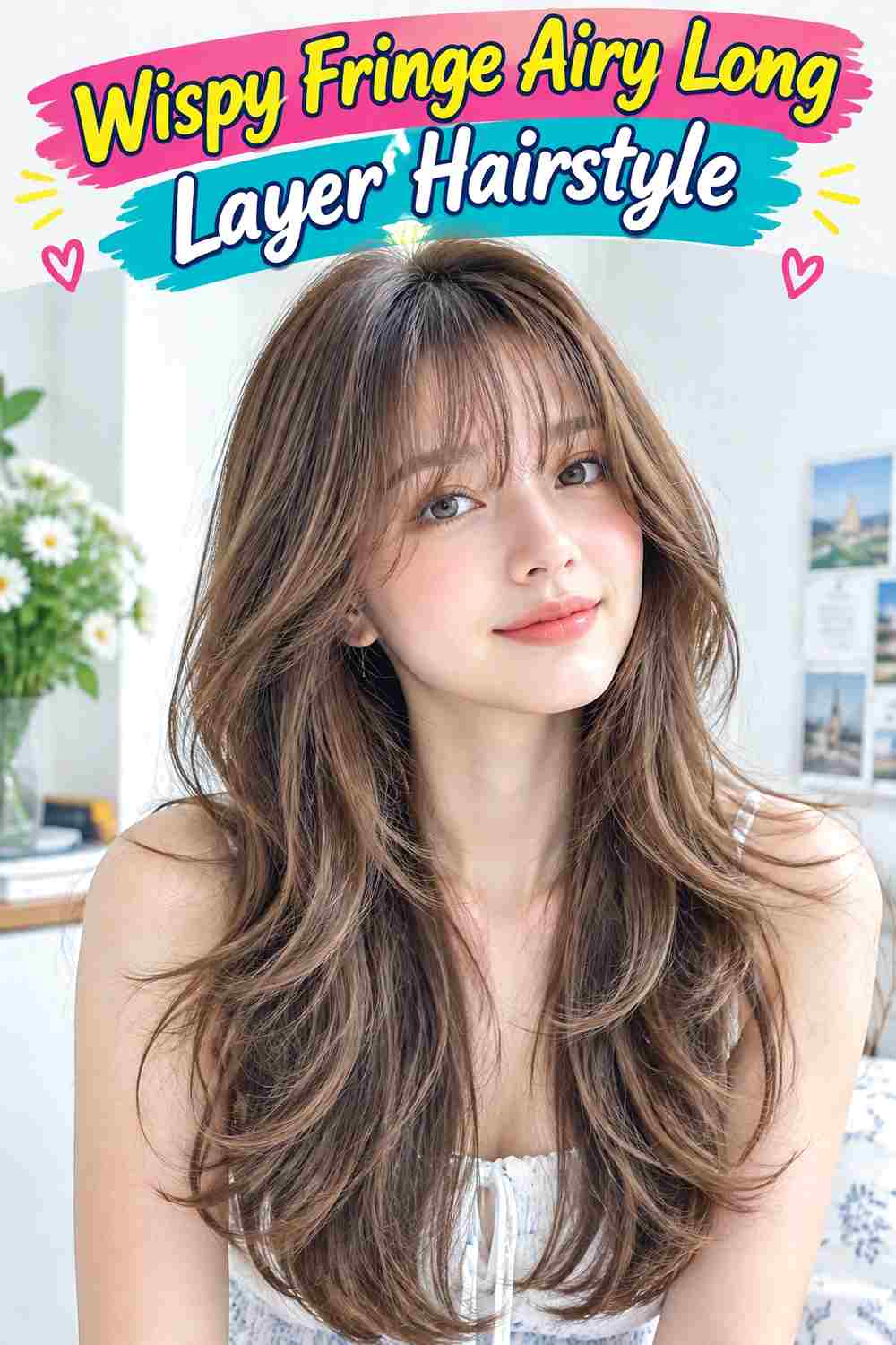 Wispy Fringe Airy Long Layer Hairstyle