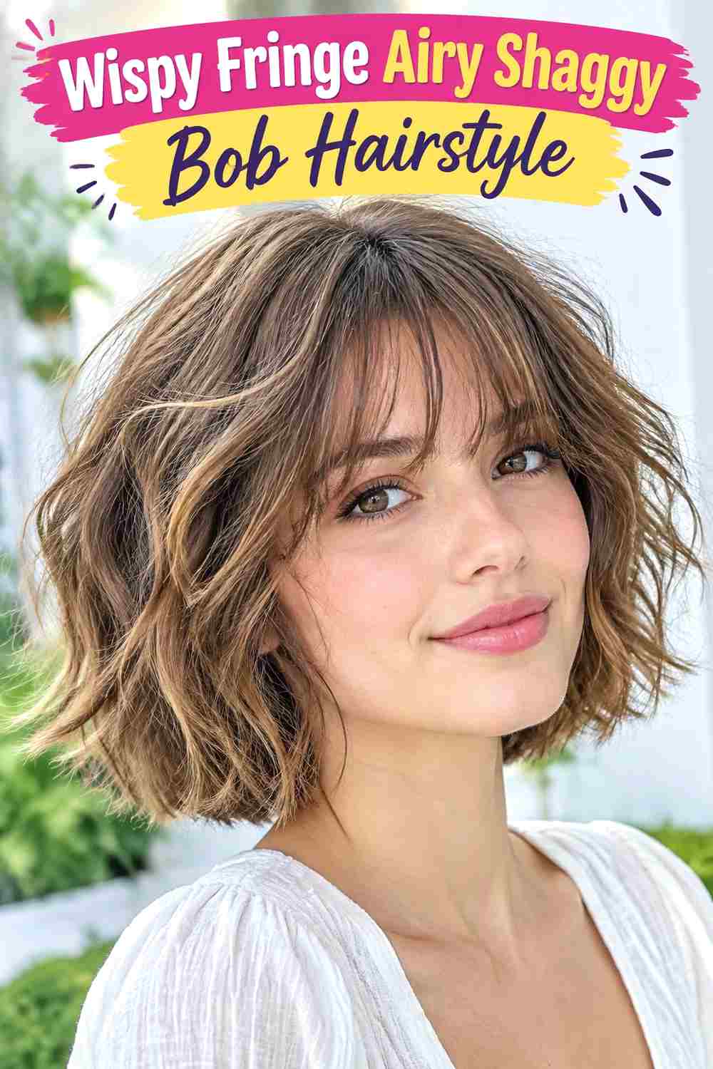Wispy Fringe Airy Shaggy Bob Hairstyle