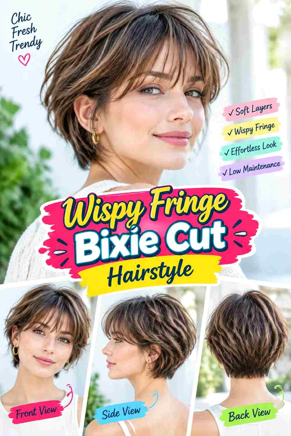 Wispy Fringe Bixie Cut Hairstyle