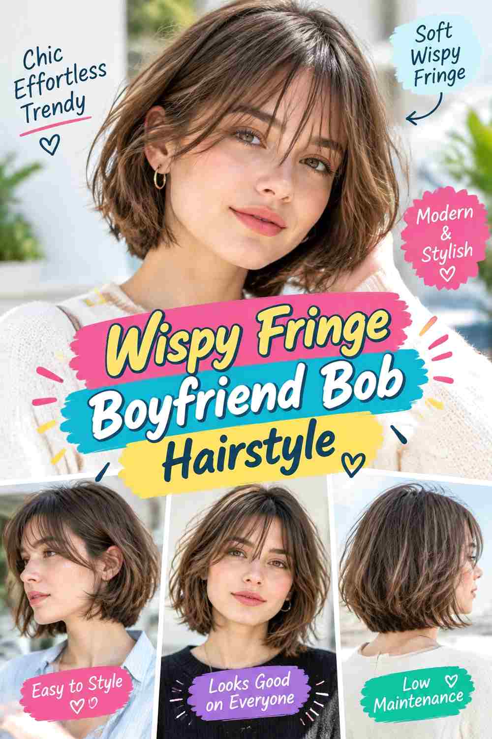 Wispy Fringe Boyfriend Bob Hairstyle