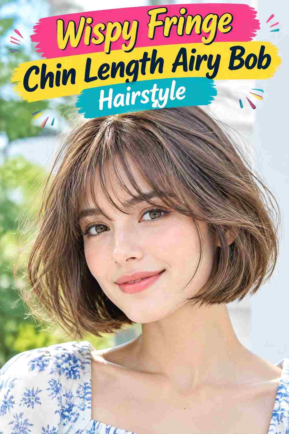 Wispy Fringe Chin Length Airy Bob Hairstyle
