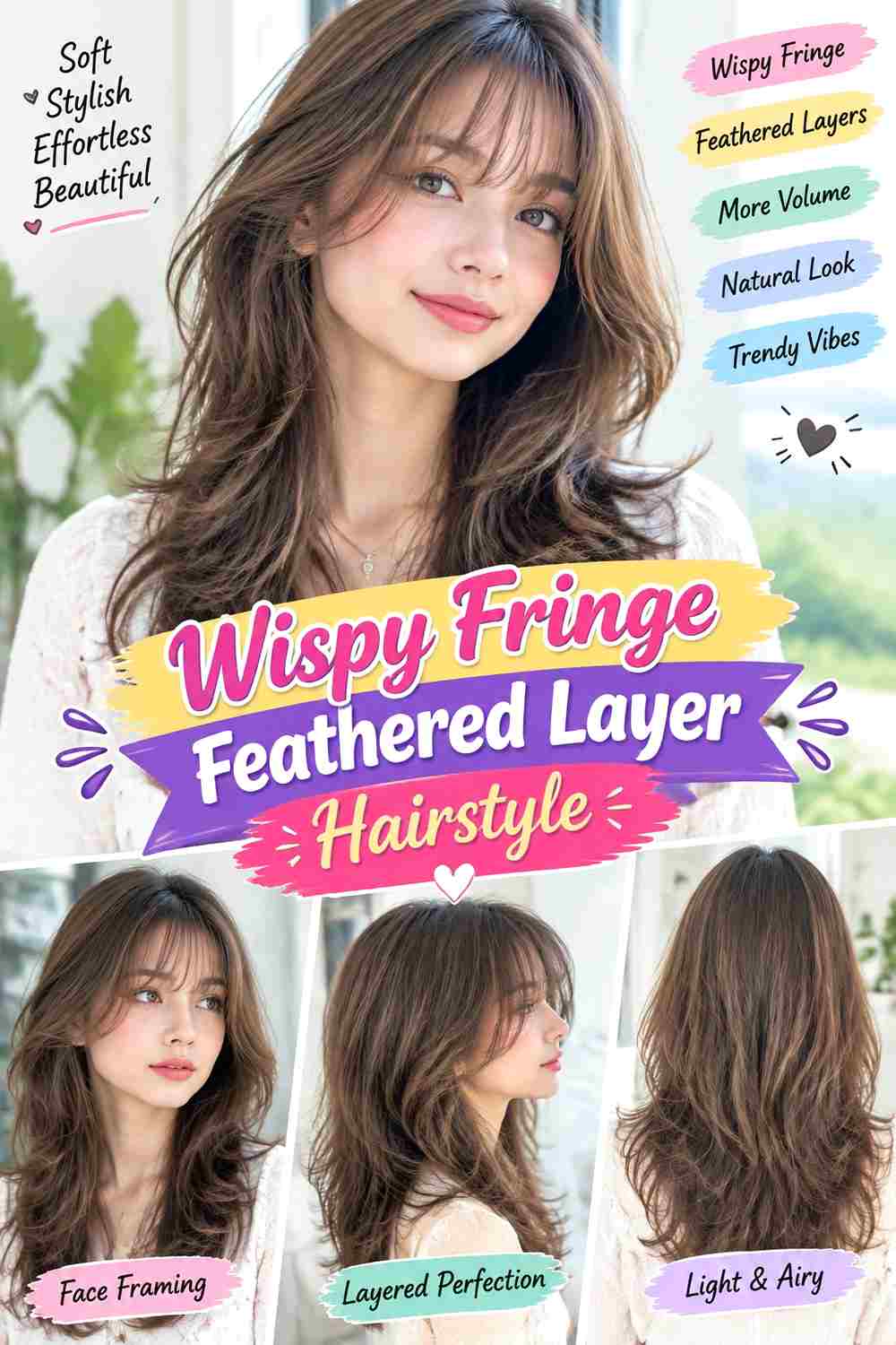 Wispy Fringe Feathered Layer Hairstyle