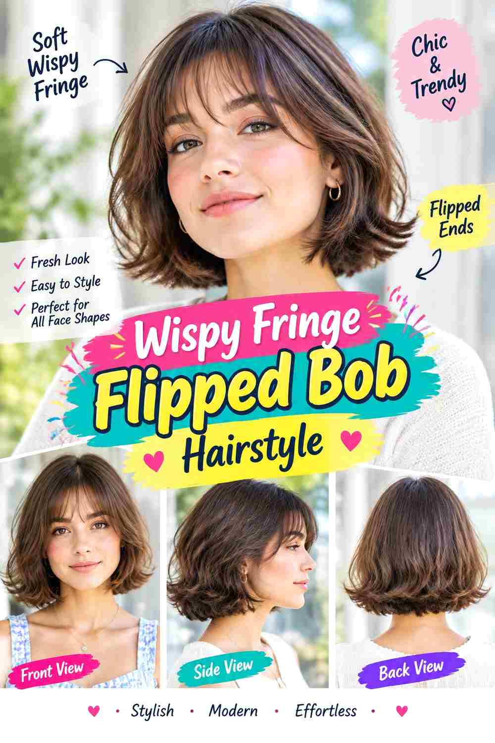 Wispy Fringe Flipped Bob Hairstyle