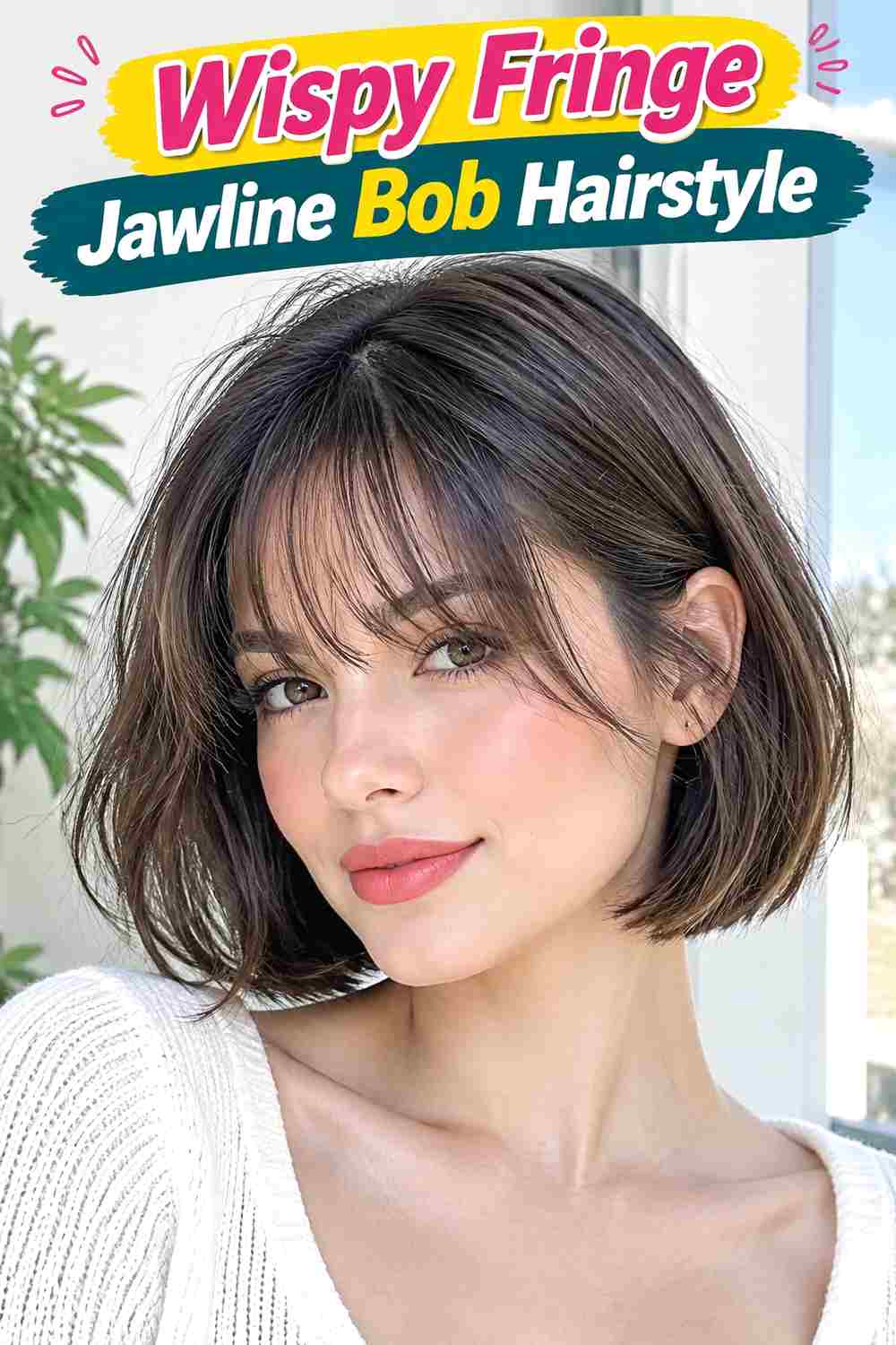 Wispy Fringe Jawline Bob Hairstyle ()