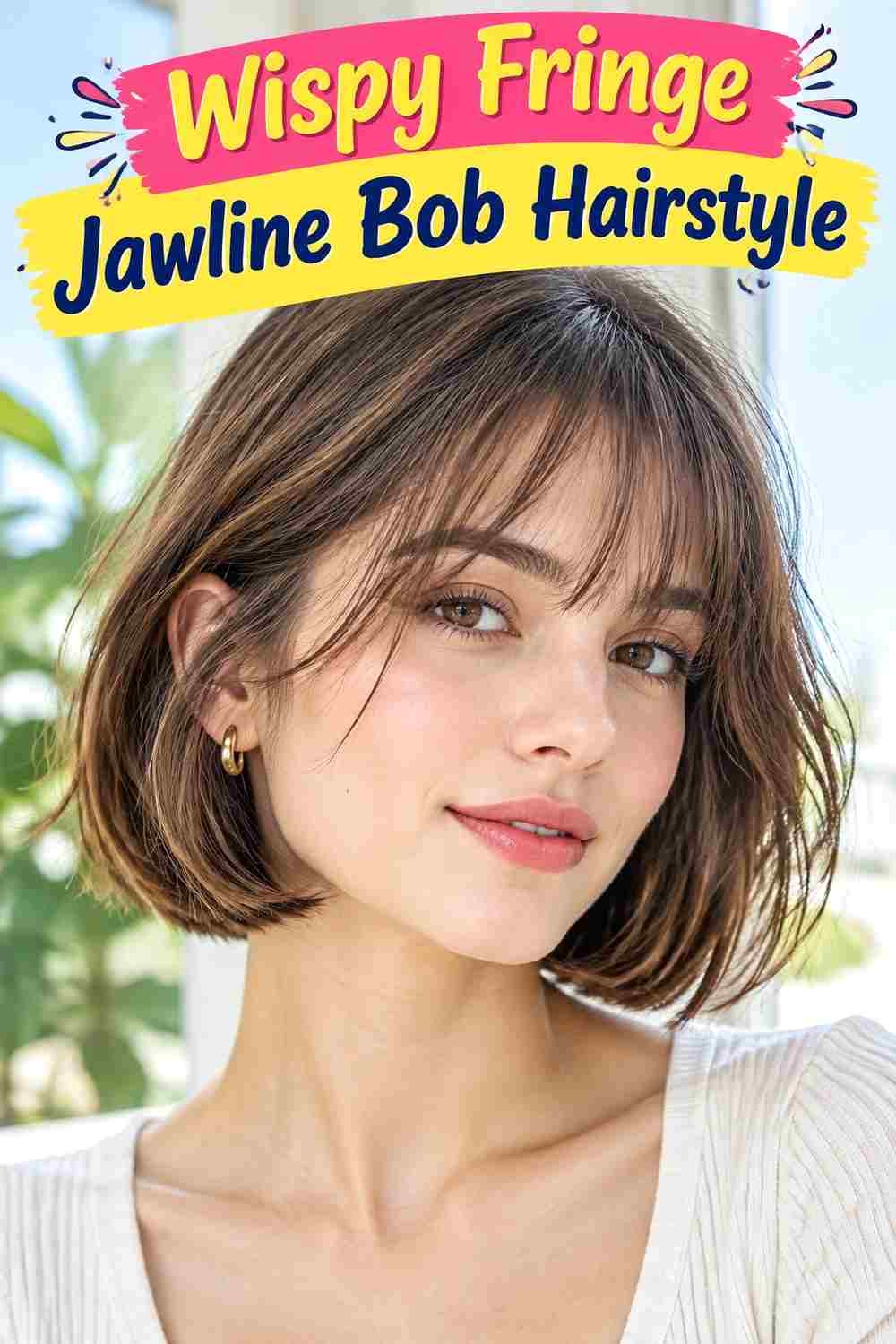 Wispy Fringe Jawline Bob Hairstyle