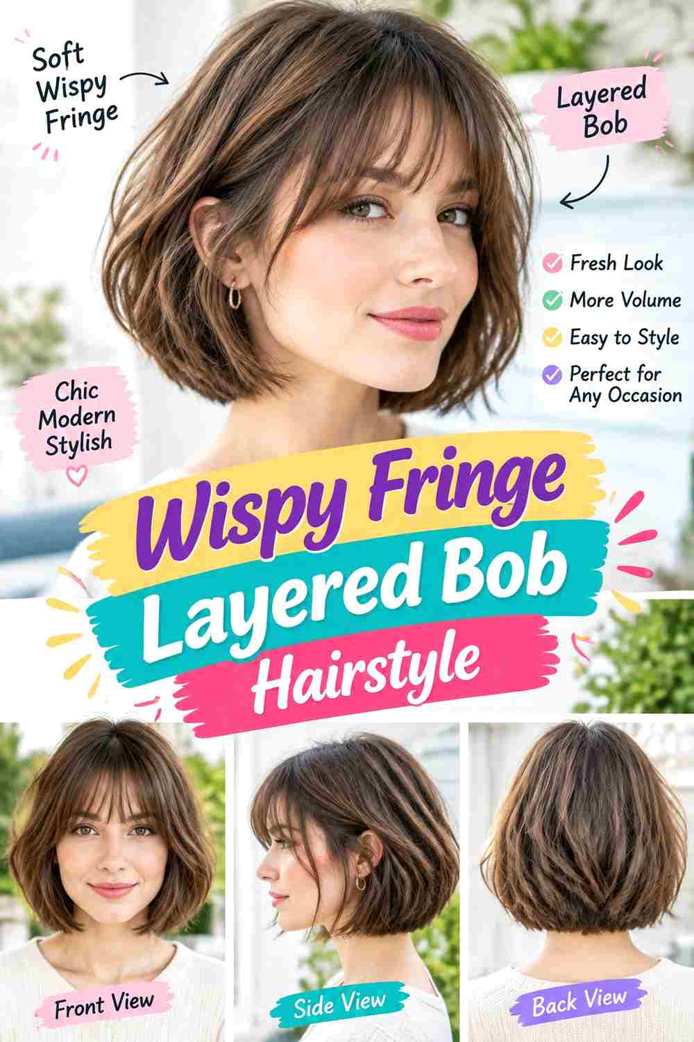 Wispy Fringe Layered Bob Hairstyle