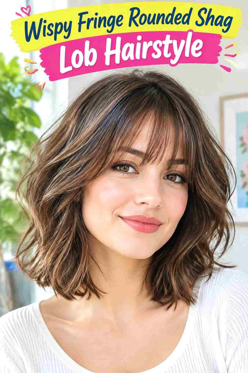 Wispy Fringe Rounded Shag Lob Hairstyle