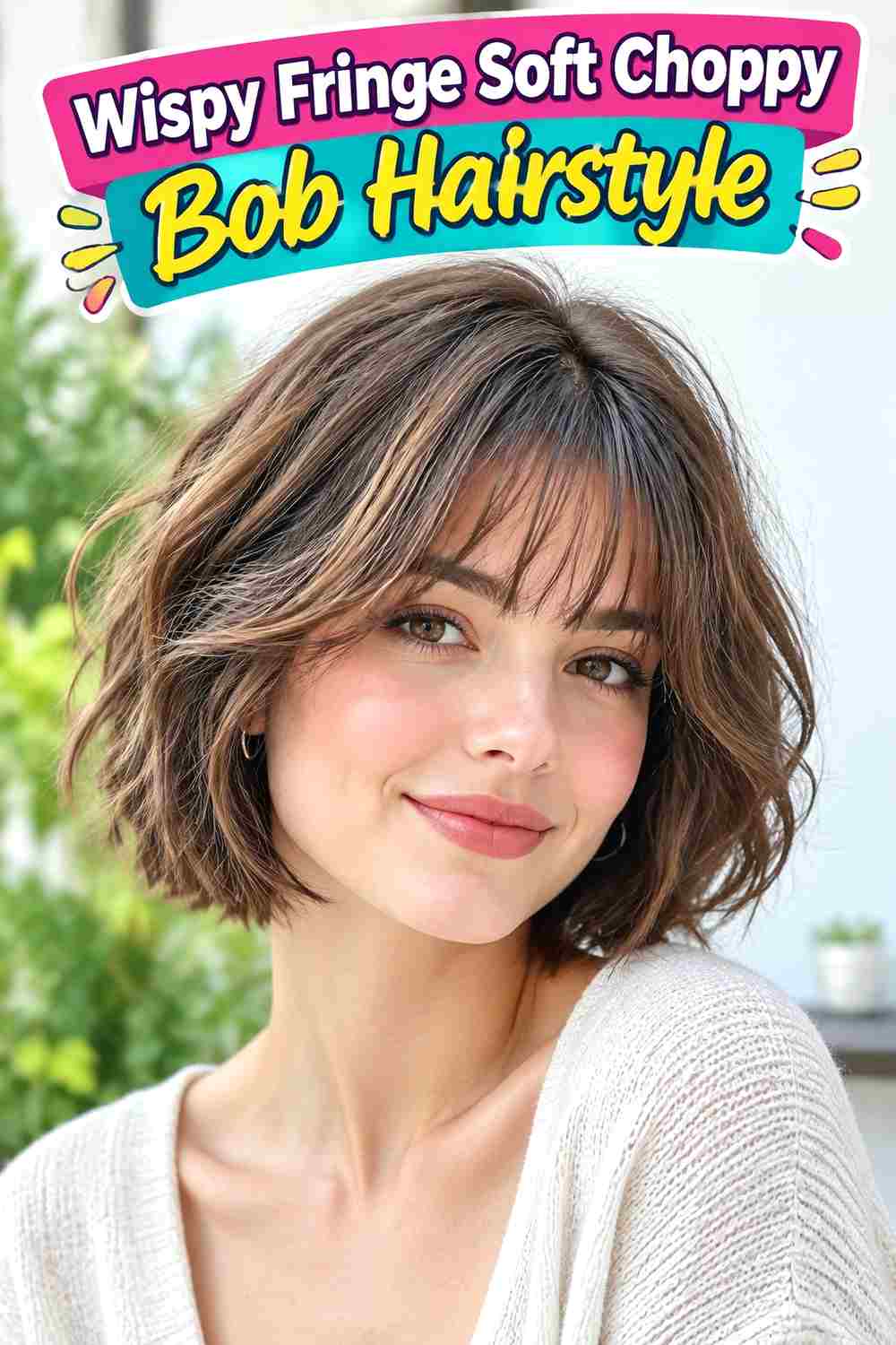 Wispy Fringe Soft Choppy Bob Hairstyle