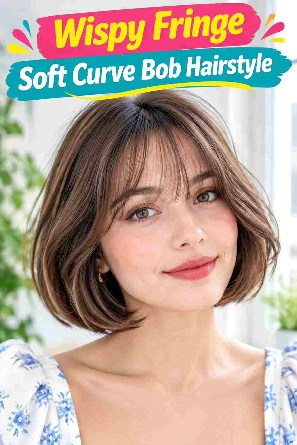 Wispy Fringe Soft Curve Bob Hairstyle