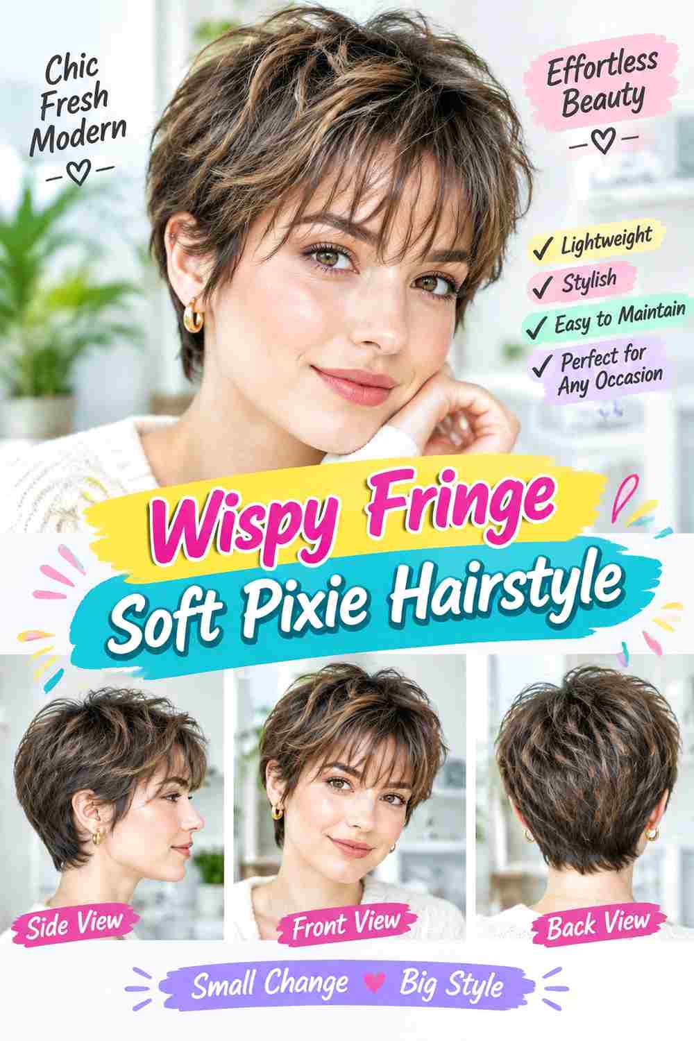 Wispy Fringe Soft Pixie Hairstyle