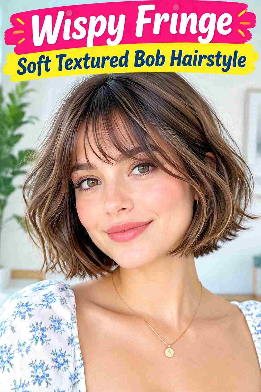 Wispy Fringe Soft Textured Bob Hairstyle