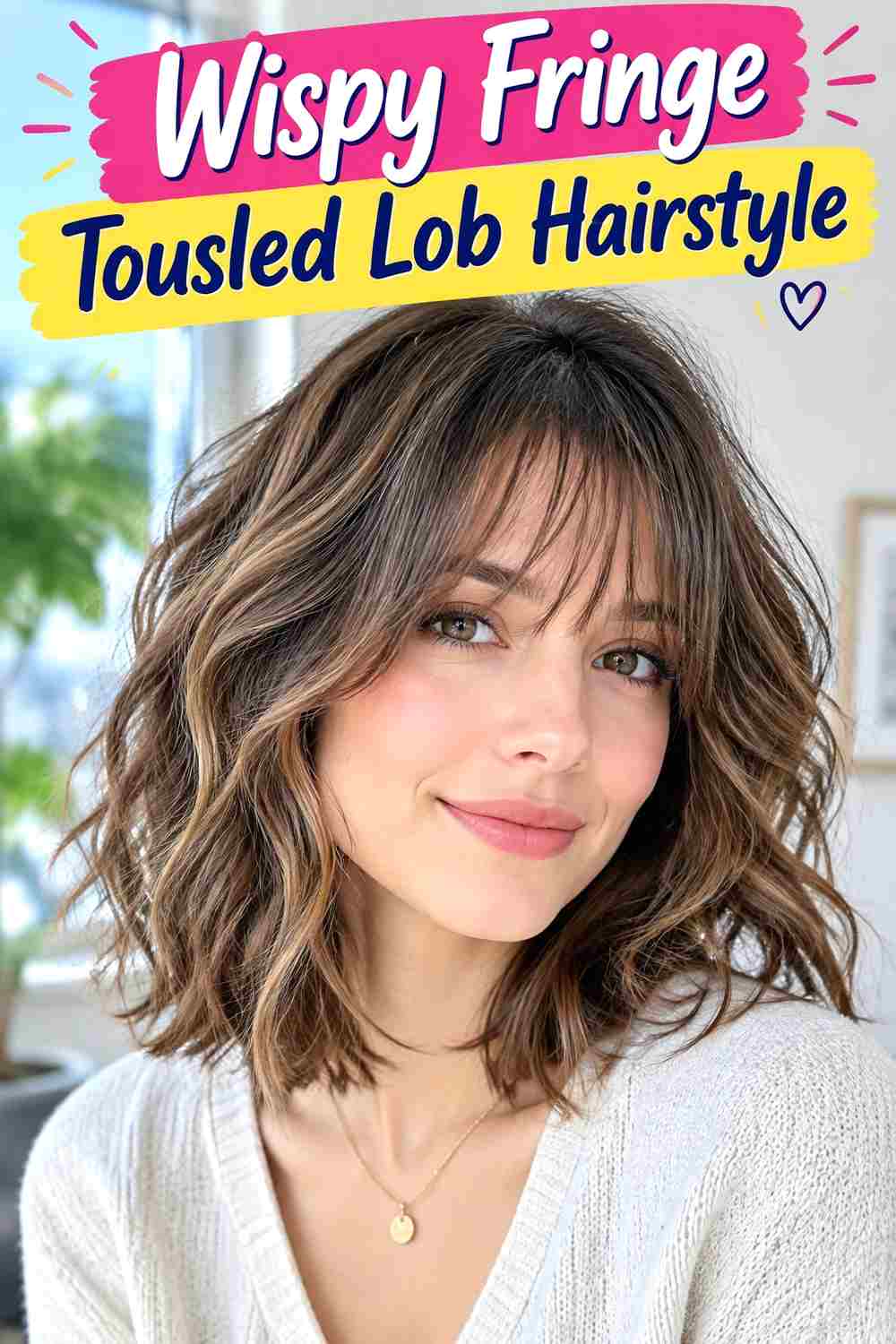 Wispy Fringe Tousled Lob Hairstyle