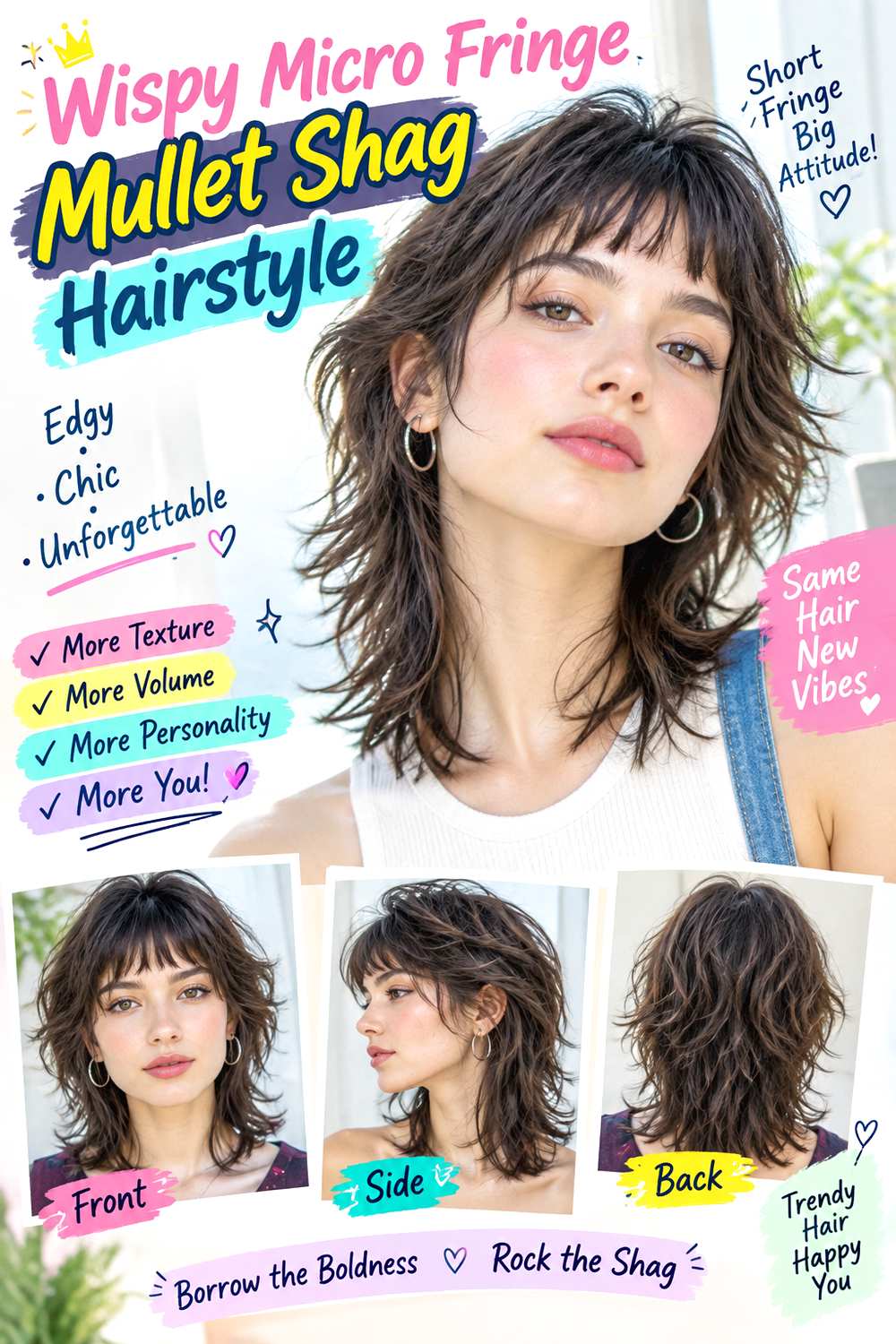 Wispy Micro Fringe Mullet Shag Hairstyle