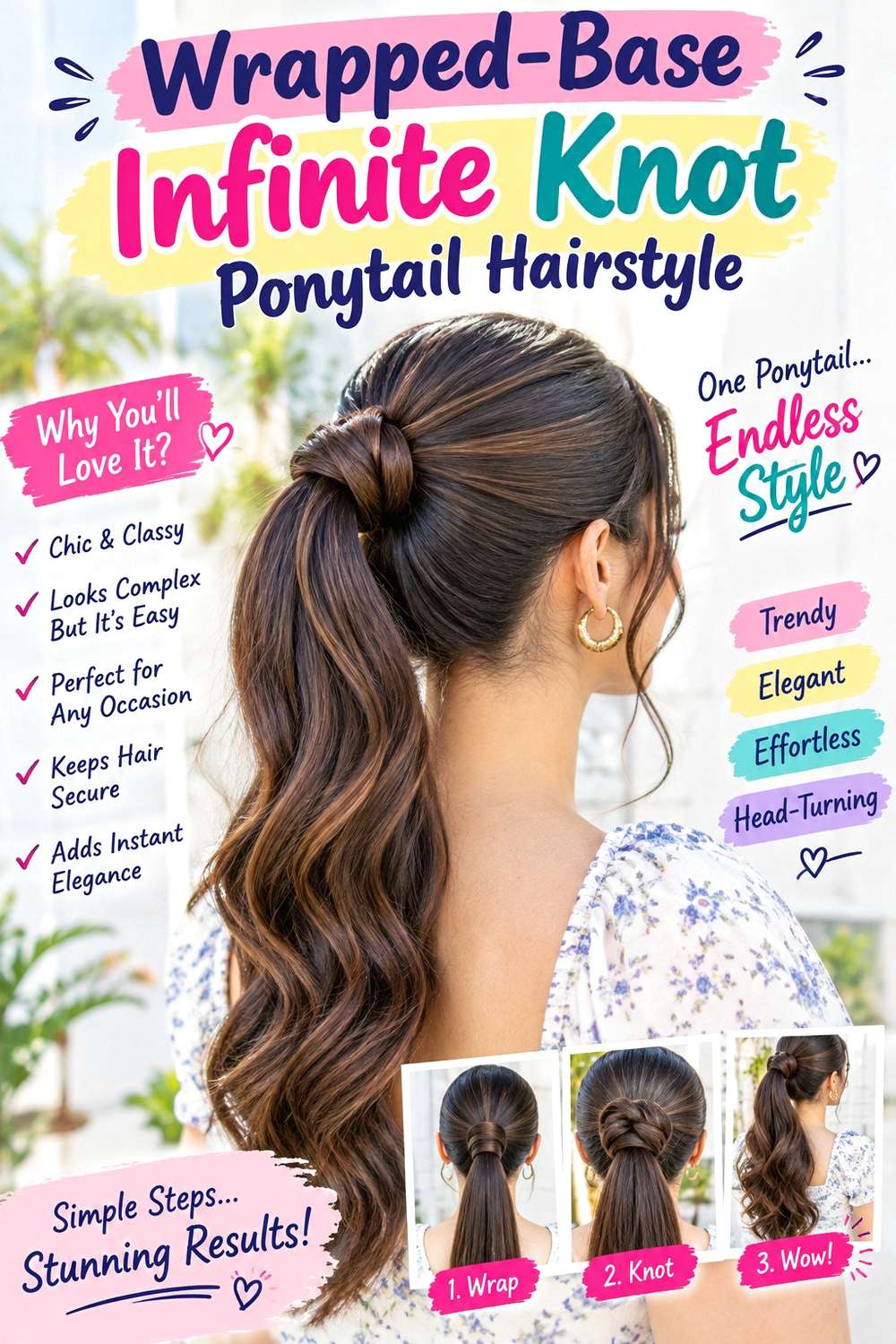 Wrapped-Base Infinite Knot Ponytail Hairstyle